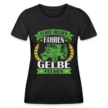 Echte helden fahren gelbe felgen - Frauen Funktions-T-Shirt - Schwarz - Vorne - AI Model Female 172 light (172cm)