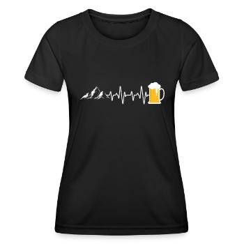 Herzschlag Berge und Bier - Frauen Funktions-T-Shirt - Schwarz - Vorne - AI Model Female 172 light (172cm)