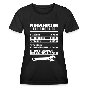 Mécanicien Tarif Horaire - T-shirt sport Femme - noir - Devant - AI Model Female 172 light (172cm)