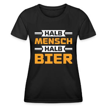 Halb mensch halb bier - Frauen Funktions-T-Shirt - Schwarz - Vorne - AI Model Female 172 light (172cm)