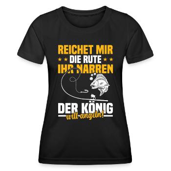 Reichet mir die rute ihr der könig will angeln! - Frauen Funktions-T-Shirt - Schwarz - Vorne - AI Model Female 172 light (172cm)