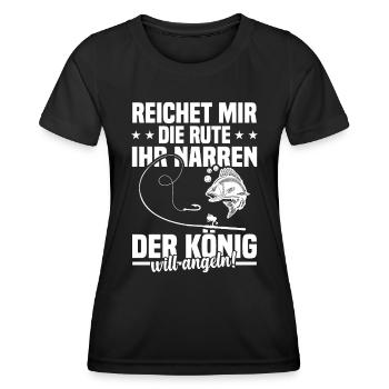 Reichet mir die rute ihr der könig will angeln! - Frauen Funktions-T-Shirt - Schwarz - Vorne - AI Model Female 172 light (172cm)