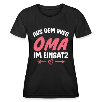 Aus dem weg Oma im einsatz - Frauen Funktions-T-Shirt - Schwarz - Vorne - AI Model Female 172 light (172cm)