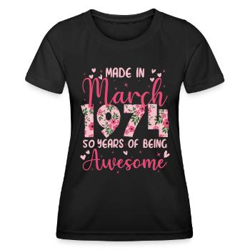 März 1974 Geschenk zum 50-jährigen Jubiläum für Ehefrau - Frauen Funktions-T-Shirt - Schwarz - Vorne - AI Model Female 172 light (172cm)