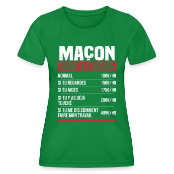 Mason Hourly Rate Humor Gift Idea - Women's Functional T-Shirt - kelly green - Front - AI Model Female 172 dark (172cm)