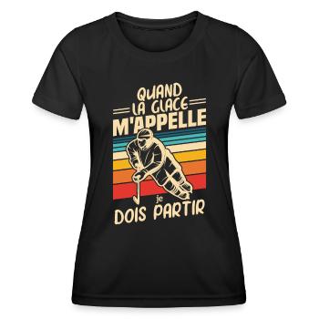 Wenn mich das Eis ruft, muss ich das Eishockey verlassen - Frauen Funktions-T-Shirt - Schwarz - Vorne - AI Model Female 172 light (172cm)