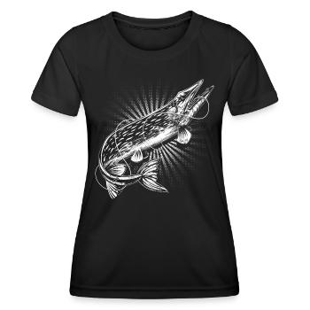 Pêcheur de brochet - T-shirt sport Femme - noir - Devant - AI Model Female 172 light (172cm)