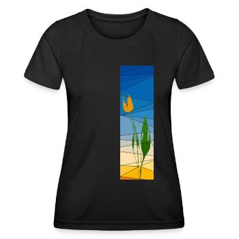 King's day tulip with sundown - Women's Functional T-Shirt - black - Front - AI Model Female 172 light (172cm)