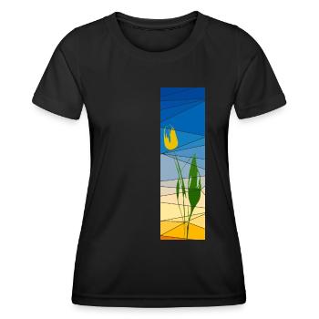 Tulip in cubic sundown - Women's Functional T-Shirt - black - Front - AI Model Female 172 light (172cm)