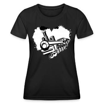 Railway locomotive Railway "Love-Train" - Women's Functional T-Shirt - black - Front - AI Model Female 172 light (172cm)
