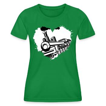 Railway locomotive Railway "Love-Train" - Women's Functional T-Shirt - kelly green - Front - AI Model Female 172 dark (172cm)