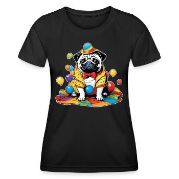 Niedlicher Mops mit Hut - Frauen Funktions-T-Shirt - Schwarz - Vorne - AI Model Female 172 light (172cm)