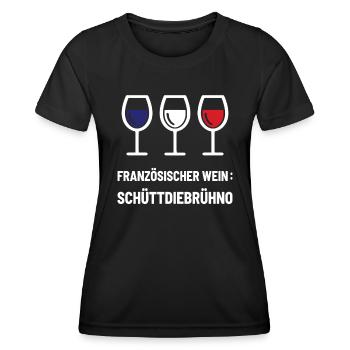 Französischer Wein: SchüttDieBrühNo Geschenkidee - Frauen Funktions-T-Shirt - Schwarz - Vorne - AI Model Female 172 light (172cm)