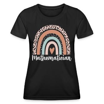 Mathématicien Arc-en-ciel Léopard Drôle Mathématicien - T-shirt sport Femme - noir - Devant - AI Model Female 172 light (172cm)