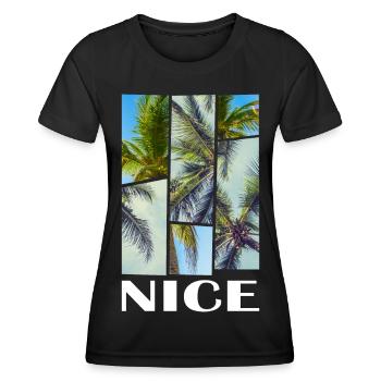 Nice Nice France Été Palmiers Plage Mer - T-shirt sport Femme - noir - Devant - AI Model Female 172 light (172cm)