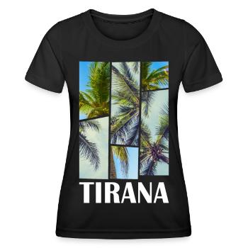 Tirana Tirane Albania Summer Palm Trees Beach Sea - Women's Functional T-Shirt - black - Front - AI Model Female 172 light (172cm)