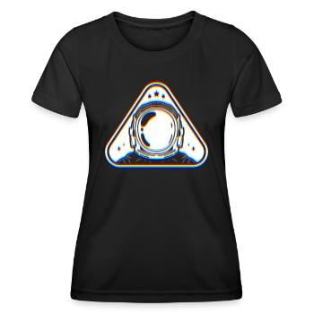 L’art du glitch | Illusion d’optique EDM Rave Vaporwave - T-shirt sport Femme - noir - Devant - AI Model Female 172 light (172cm)