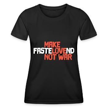 Make Fastelovend Love Not War Carnival instead of war - Women's Functional T-Shirt - black - Front - AI Model Female 172 light (172cm)