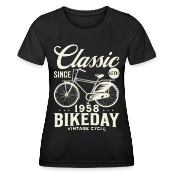 Fan De Vélo 1958 65 Ans Anniversaire Cycliste - T-shirt sport Femme - noir - Devant - AI Model Female 172 light (172cm)