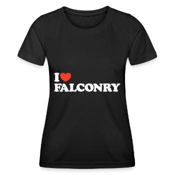 I love Falconry Heart Shirt - Women's Functional T-Shirt - black - Front - AI Model Female 172 light (172cm)