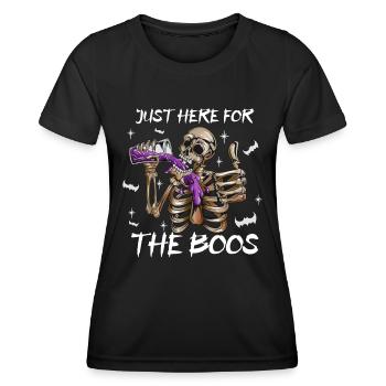 Drôle de squelette d’Halloween buvant du costume de vin - T-shirt sport Femme - noir - Devant - AI Model Female 172 light (172cm)