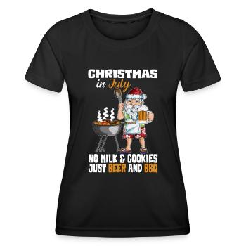 Statt milch Kekse Bier und BBQ Christmas In July - Frauen Funktions-T-Shirt - Schwarz - Vorne - AI Model Female 172 light (172cm)