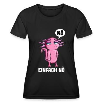 Molch Axolotl Nö einfach nö Spruch Urlaub Ferien - Frauen Funktions-T-Shirt - Schwarz - Vorne - AI Model Female 172 light (172cm)