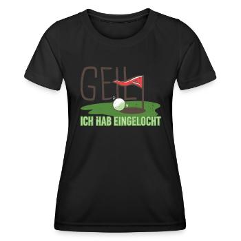 Golf Golfer Bälle richtige Loch Golfplatz treffen - Frauen Funktions-T-Shirt - Schwarz - Vorne - AI Model Female 172 light (172cm)