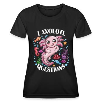 Ich bin Axolotl noch Fragen Süßer Schwimmer Molch - Frauen Funktions-T-Shirt - Schwarz - Vorne - AI Model Female 172 light (172cm)