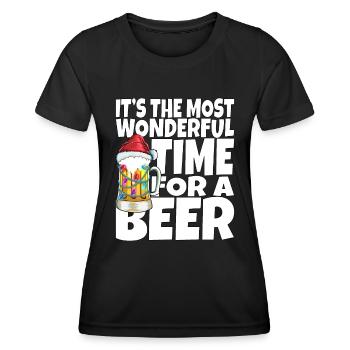 Beer Lover Saying Christmas Dad Grandpa Beer Glass - Women's Functional T-Shirt - black - Front - AI Model Female 172 light (172cm)