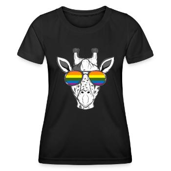 Lunettes de soleil arc-en-ciel Gay Pride Girafe élégante - T-shirt sport Femme - noir - Devant - AI Model Female 172 light (172cm)