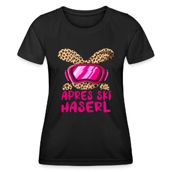 Apres Ski Haserl Hase Party Urlaub Ski Fahren - Frauen Funktions-T-Shirt - Schwarz - Vorne - AI Model Female 172 light (172cm)