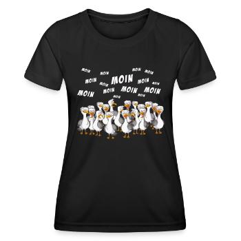Une volée de mouettes salue en bas-allemand Moin Norden - T-shirt sport Femme - noir - Devant - AI Model Female 172 light (172cm)