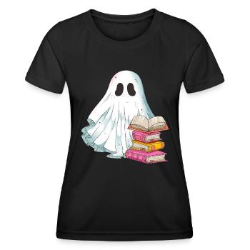 Books Reading Ghost Ghost on Halloween - Women's Functional T-Shirt - black - Front - AI Model Female 172 light (172cm)