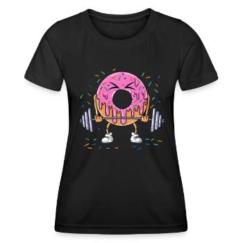 Beignet Levage Poids Échange Entraînement Gym Entraînement - T-shirt sport Femme - noir - Devant - AI Model Female 172 light (172cm)
