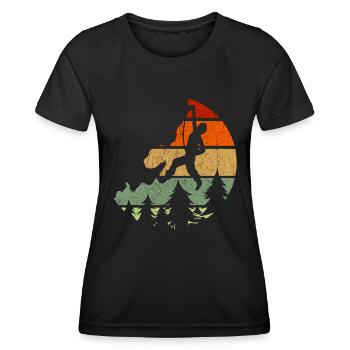 Freizeit Boulder Retro Klettershirt Sportklettern - Frauen Funktions-T-Shirt - Schwarz - Vorne - AI Model Female 172 light (172cm)