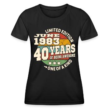 40 years old - Awesome since june 1983 - Women's Functional T-Shirt - black - Front - AI Model Female 172 light (172cm)