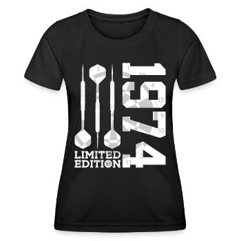 LIMITED EDITION 1974 DARTS 52. GEBURTSTAG - Frauen Funktions-T-Shirt - Schwarz - Vorne - AI Model Female 172 light (172cm)