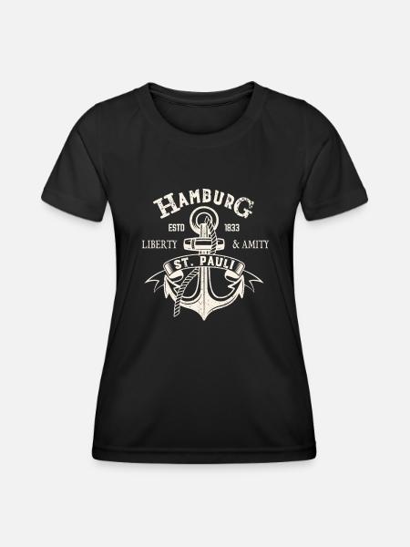 Hamburg St. Pauli Anker Matrose Seemann Geschenk - Frauen Funktions-T-Shirt - Schwarz