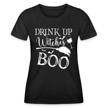 Halloween Saying Drink up witches Boo - Women's Functional T-Shirt - black - Front - AI Model Female 172 light (172cm)