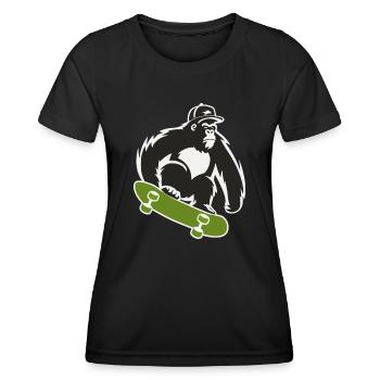 Skateboard Skateboarder Skater Gorilla Affe Tier - Frauen Funktions-T-Shirt - Schwarz - Vorne - AI Model Female 172 light (172cm)