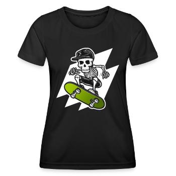 Skelett Totenkopf Skater Skateboarder Skateboard - Frauen Funktions-T-Shirt - Schwarz - Vorne - AI Model Female 172 light (172cm)