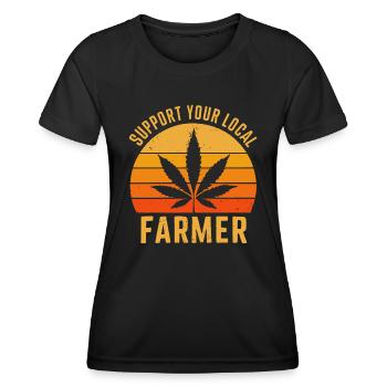 Support Your Local Farmer Retro Marijuana Cannabis - Women's Functional T-Shirt - black - Front - AI Model Female 172 light (172cm)