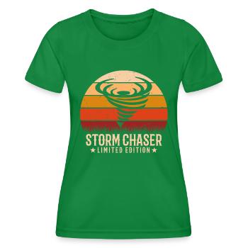 Retro Tornado Twister Hurricane Liebhaber - Frauen Funktions-T-Shirt - Kelly Green - Vorne - AI Model Female 172 dark (172cm)