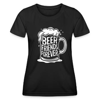 Beer Mug Saying Beer Friends Forever - Women's Functional T-Shirt - black - Front - AI Model Female 172 light (172cm)