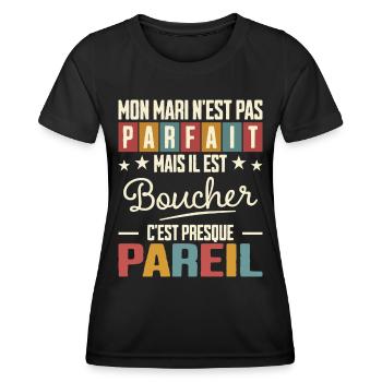 Humour Mari Pas Parfait Femme De Mari Boucher - T-shirt sport Femme - noir - Devant - AI Model Female 172 light (172cm)