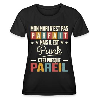 Humour Mari Pas Parfait Femme De Mari Punk - T-shirt sport Femme - noir - Devant - AI Model Female 172 light (172cm)