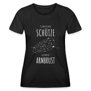 Sternzeichen Schütze Aszendent Armbrust - Sport - Frauen Funktions-T-Shirt - Schwarz - Vorne - AI Model Female 172 light (172cm)
