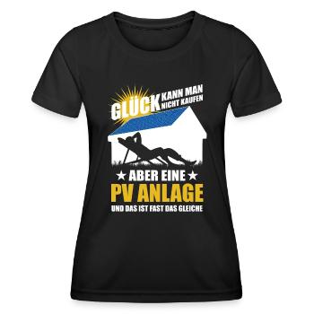 Glück kann man nicht kaufen aber eine PV Anlage - Frauen Funktions-T-Shirt - Schwarz - Vorne - AI Model Female 172 light (172cm)