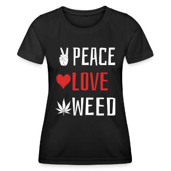 Peace Love Weed - Heart - Women's Functional T-Shirt - black - Front - AI Model Female 172 light (172cm)